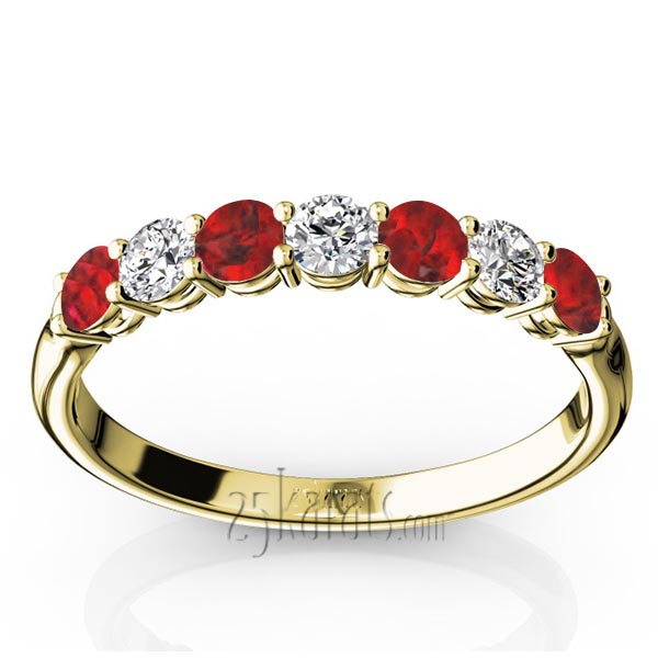  7-Stone Ruby & Diamond Alternating Anniversary Band - view 2