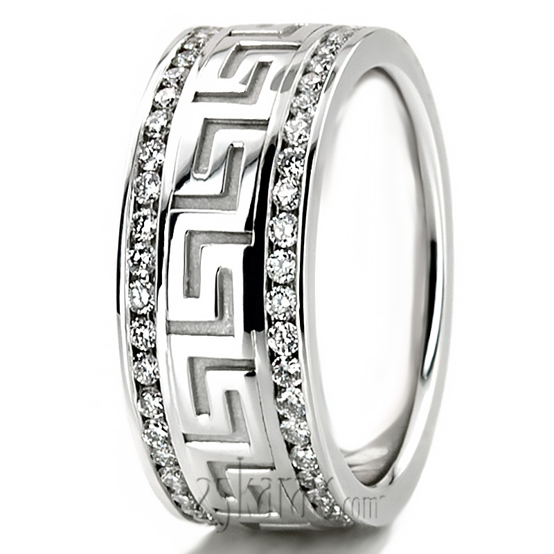 Greek Key Diamond Wedding Ring - view 5