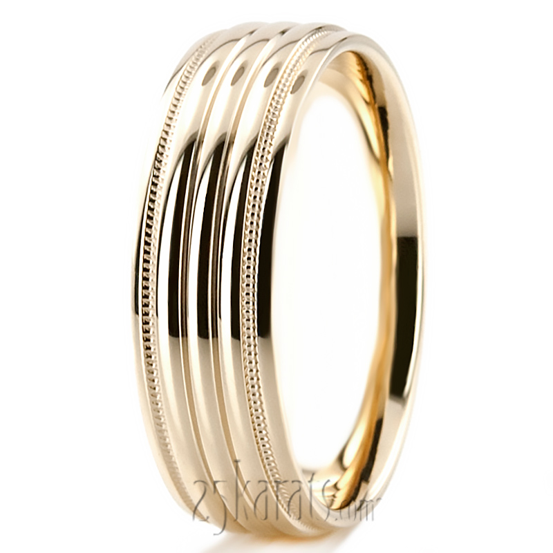 Shiny Incised Basic Carved Wedding Band - view 7