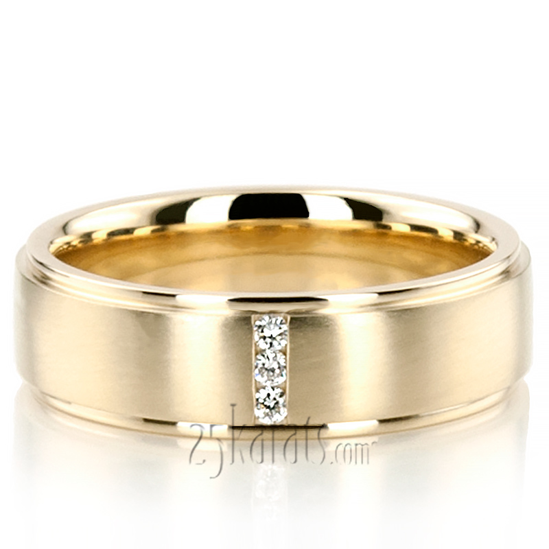 Simple Three Stone Wedding Band - view 2