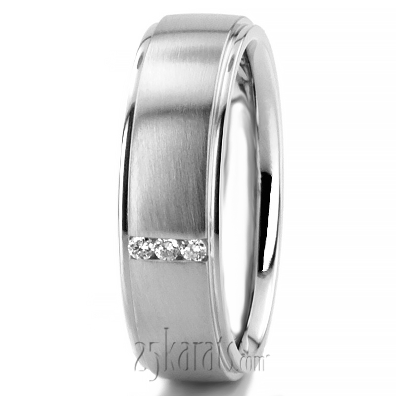 Simple Three Stone Wedding Band - view 4