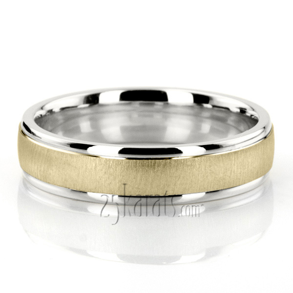 Classic Brushed Two-Tone Wedding Band  - view 5