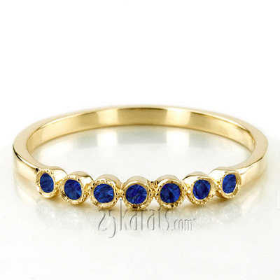 Elegant Milgrain Bezel Set Sapphire 7 Stone Band - view 2 of 4