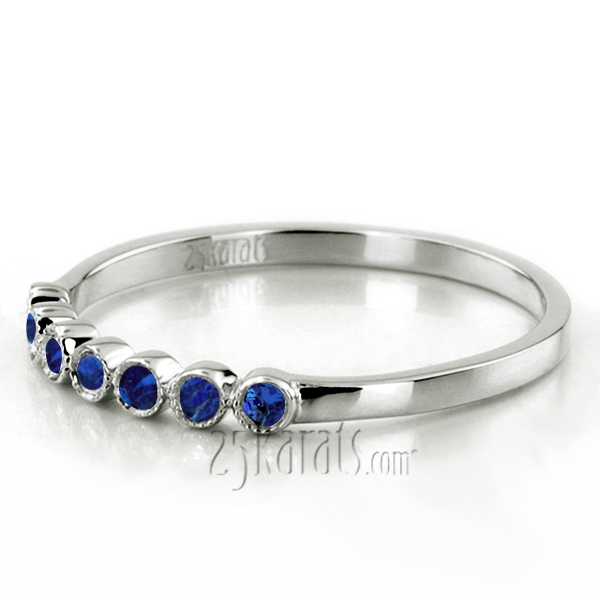 Elegant Milgrain Bezel Set Sapphire 7 Stone Band - view 3