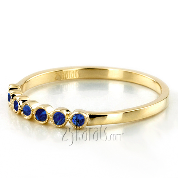 Elegant Milgrain Bezel Set Sapphire 7 Stone Band - view 4