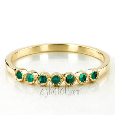 Petite Milgrain Bezel Set Emerald 7 Stone Band - view 2 of 4