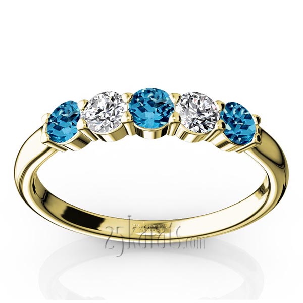 Shared Prong Basket Setting Topaz & Diamond Anniversary Band - view 2