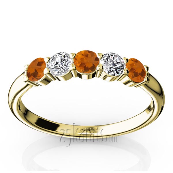  Shared Prong Basket Setting Citrine & Diamond Anniversary Band - view 2