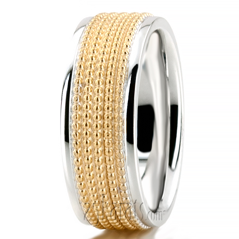 Beaded Design Modern Wedding Band - view 7