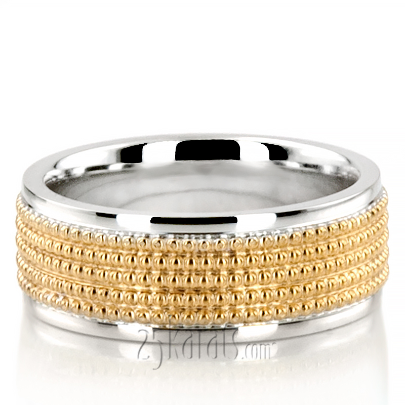 Beaded Design Modern Wedding Band - view 8