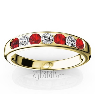  Channel Set Round Ruby & Diamond Anniversary Band - view 2 of 5