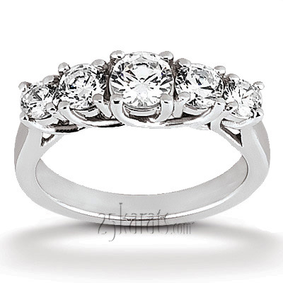 Five Stone Elegant Round Cut Prong Set Diamond Wedding Band (0.70 ct.tw) - view 1 of 5