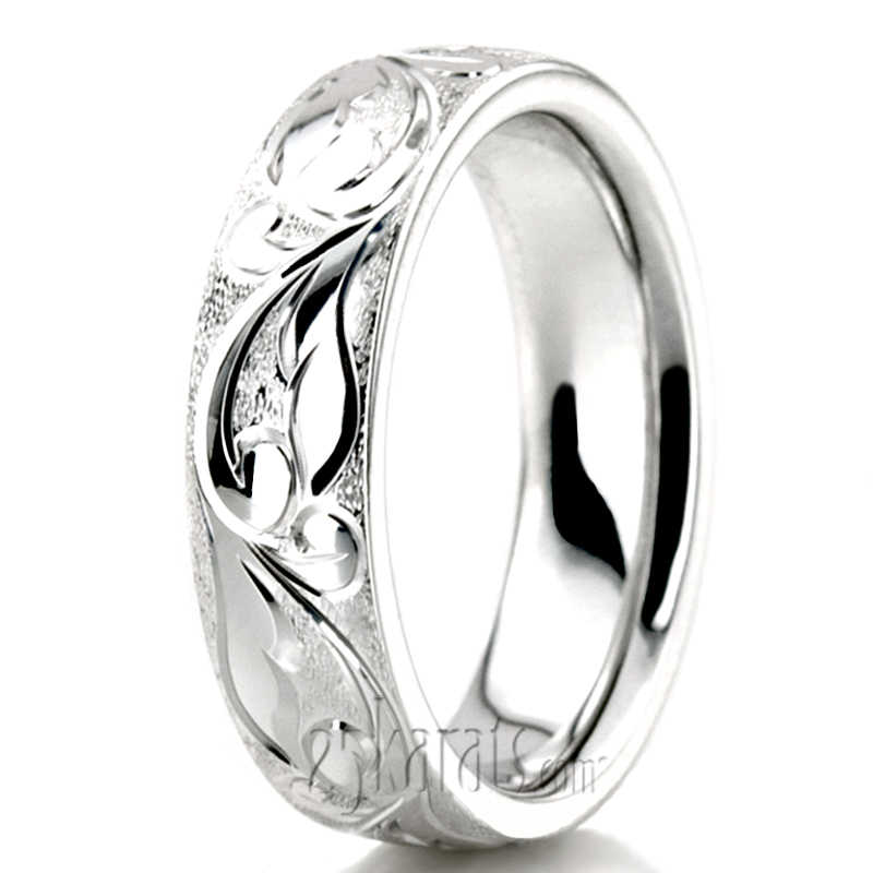 Exquisite Wire Matte Fancy Carved Wedding Ring  - view 3