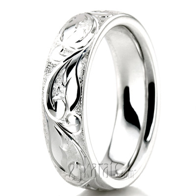 Exquisite Wire Matte Fancy Carved Wedding Ring  - view 3 of 3