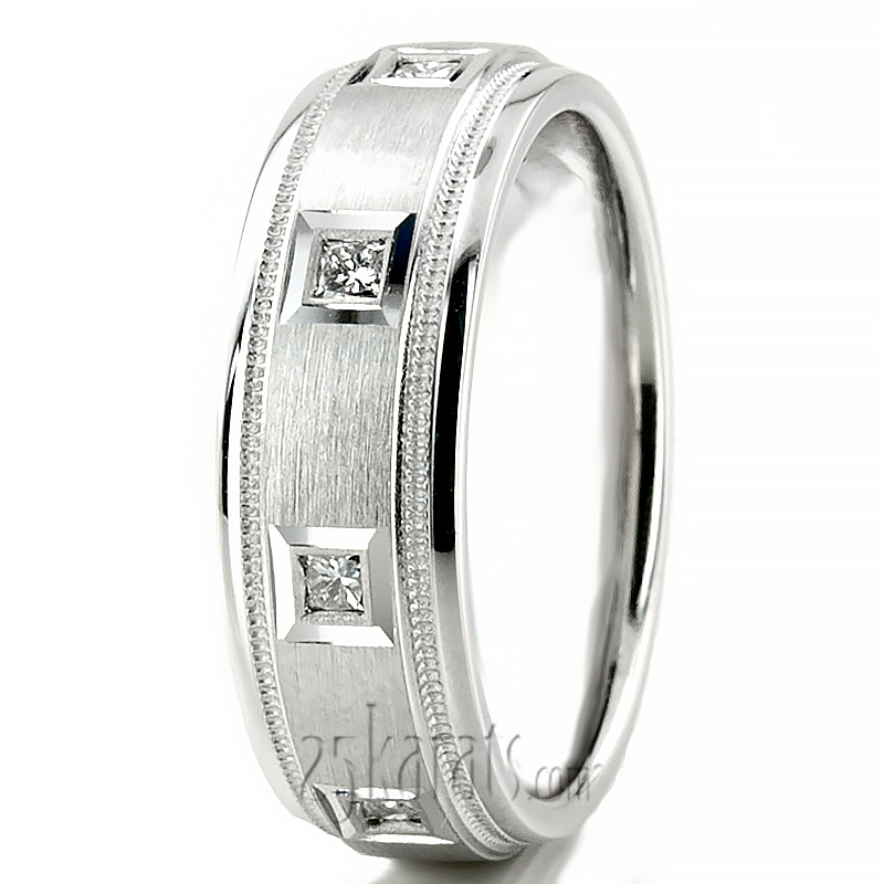 Step Edge Diamond Wedding Band - view 5