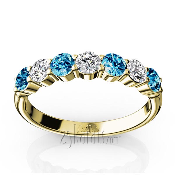 7-Stone Basket Setting Topaz & Diamond Anniversary Band - view 2