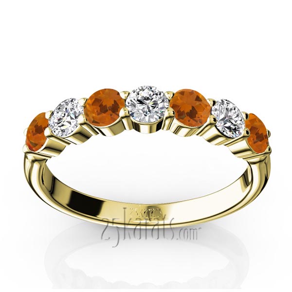 7-Stone Basket Setting Citrine & Diamond Anniversary Band - view 2