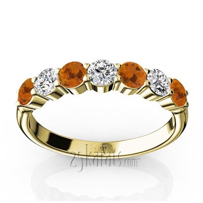 7-Stone Basket Setting Citrine & Diamond Anniversary Band - view 2 of 2