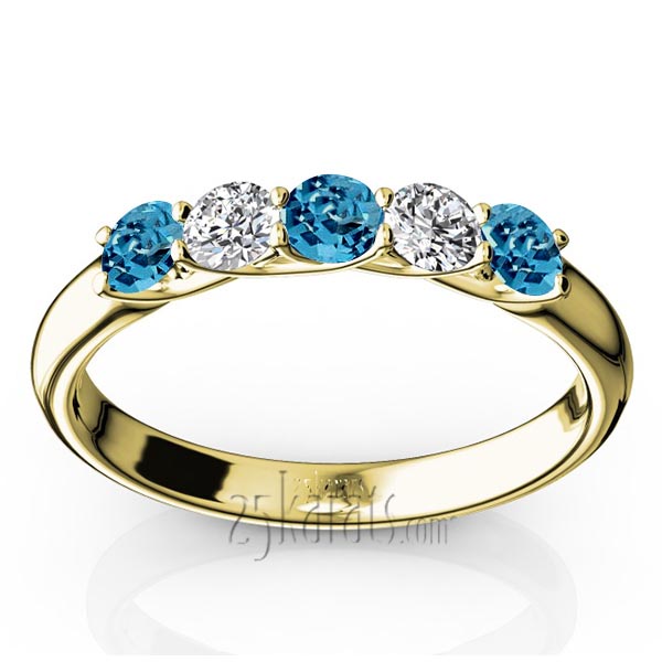 Trellis Setting 5-Stone Topaz & Diamond Anniversary Band - view 2