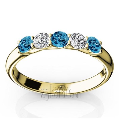 Trellis Setting 5-Stone Topaz & Diamond Anniversary Band - view 2 of 2