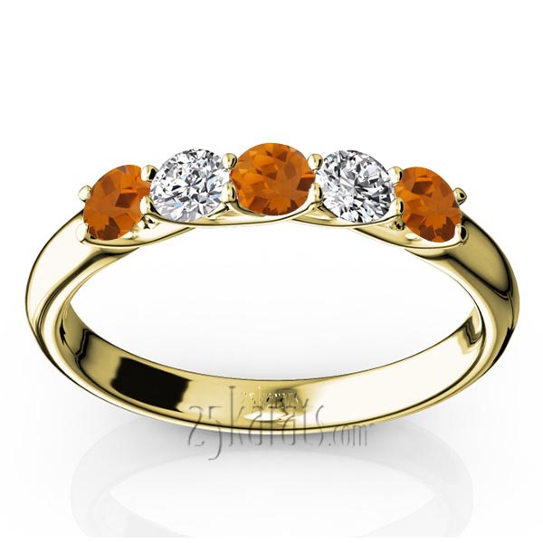 Trellis Setting 5-Stone Citrine & Diamond Anniversary Band - view 2