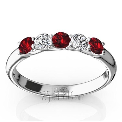 Trellis Setting 5-Stone Garnet & Diamond Anniversary Band - view 1 of 2