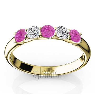 Trellis Setting 5-Stone Pink Sapphire & Diamond Anniversary Band - view 2 of 2