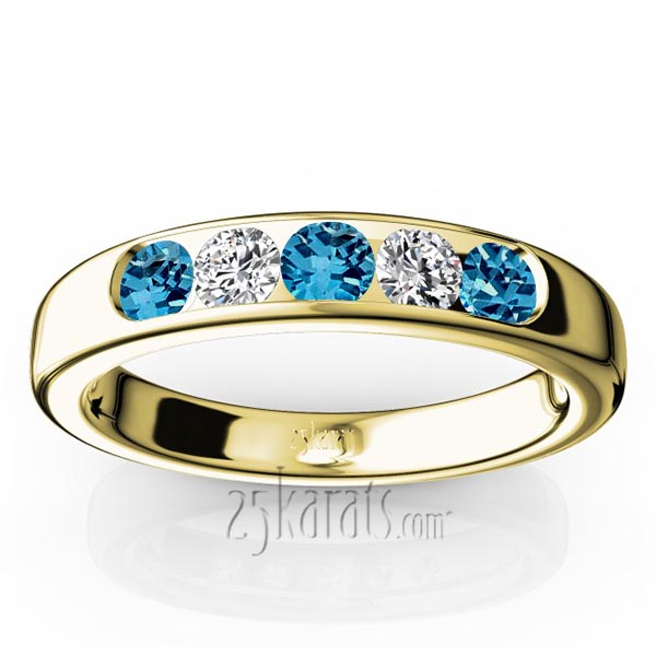 Channel Set 5-Stone Topaz & Diamond Anniversary Band - view 2