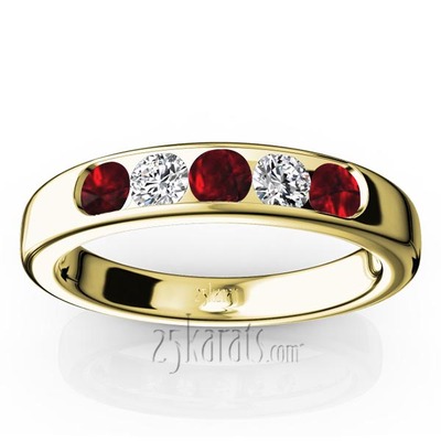 Channel Set 5-Stone Garnet & Diamond Anniversary Band - view 2 of 2