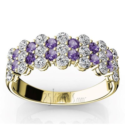 Floating Style Amethyst & Diamond Alternating Anniversary Band - view 2 of 2