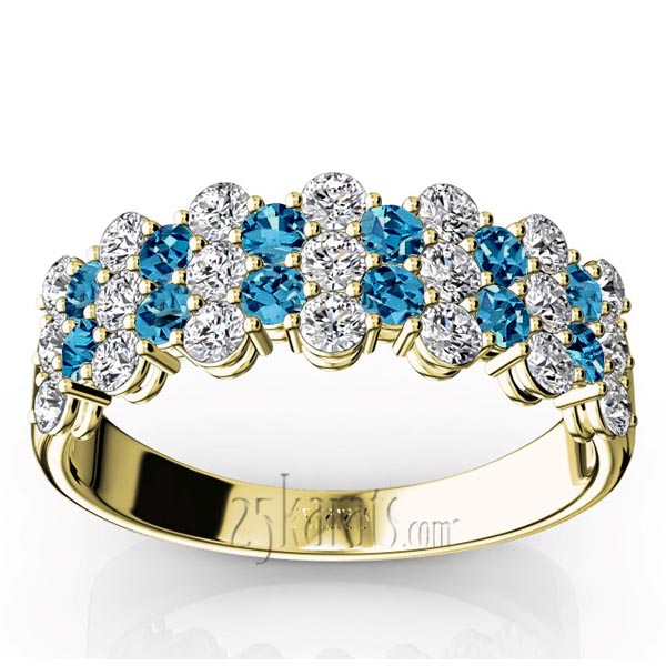 Floating Style Topaz & Diamond Alternating Anniversary Band - view 2