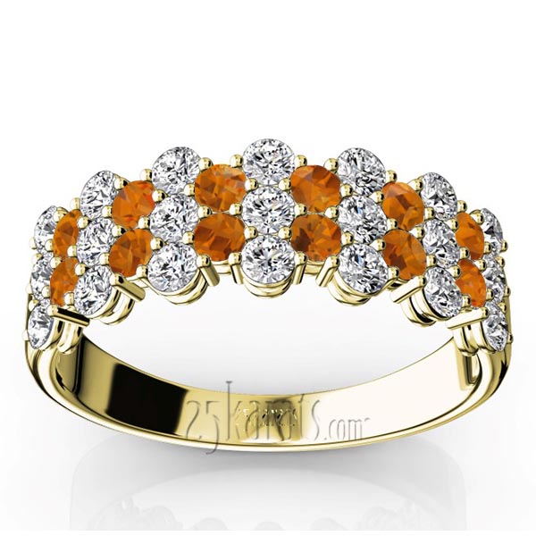 Floating Style Citrine & Diamond Alternating Anniversary Band - view 2