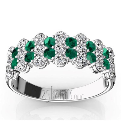 Floating Style Emerald & Diamond Alternating Anniversary Band - view 1 of 2