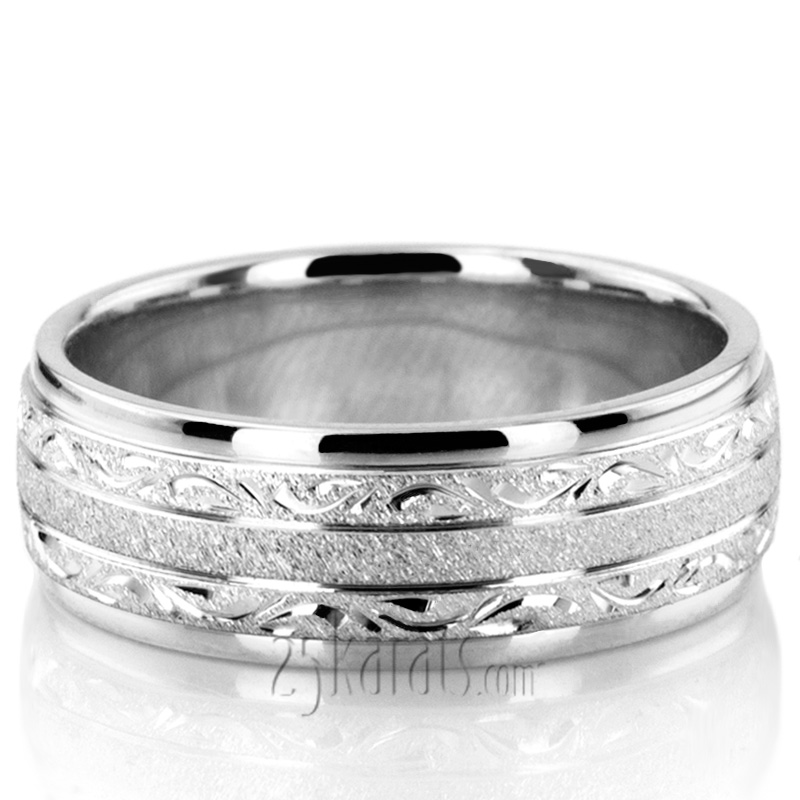 Exclusive Floral Design Wedding Band - view 5