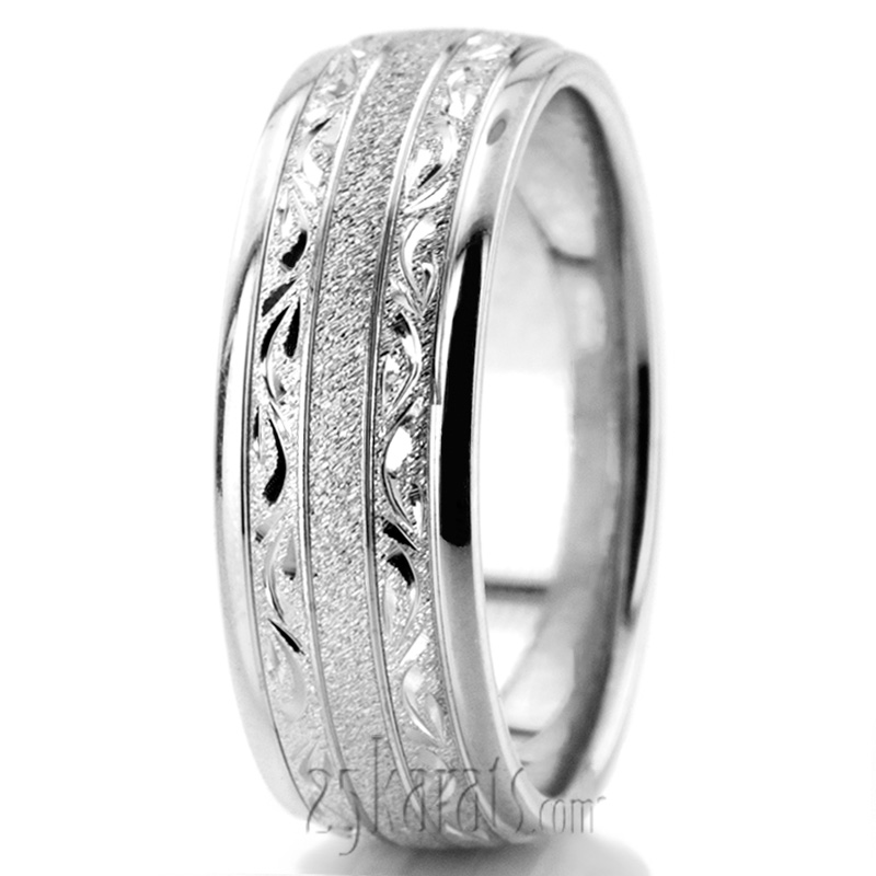 Exclusive Floral Design Wedding Band - view 6