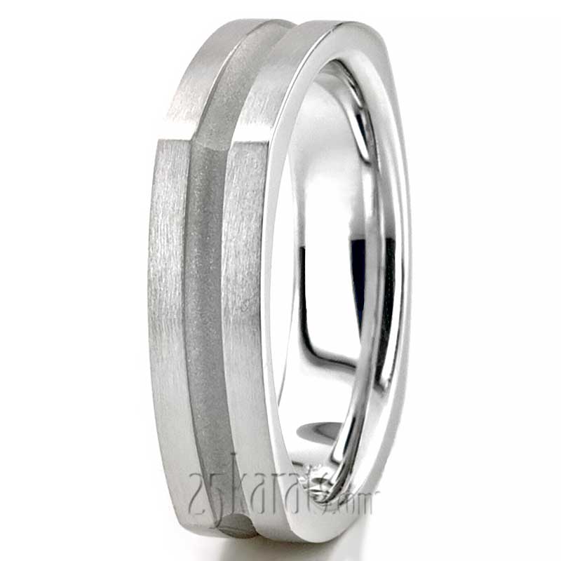 Deeply Carved Square Wedding Ring  - view 5