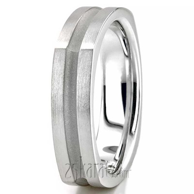 Deeply Carved Square Wedding Ring  - view 5 of 7