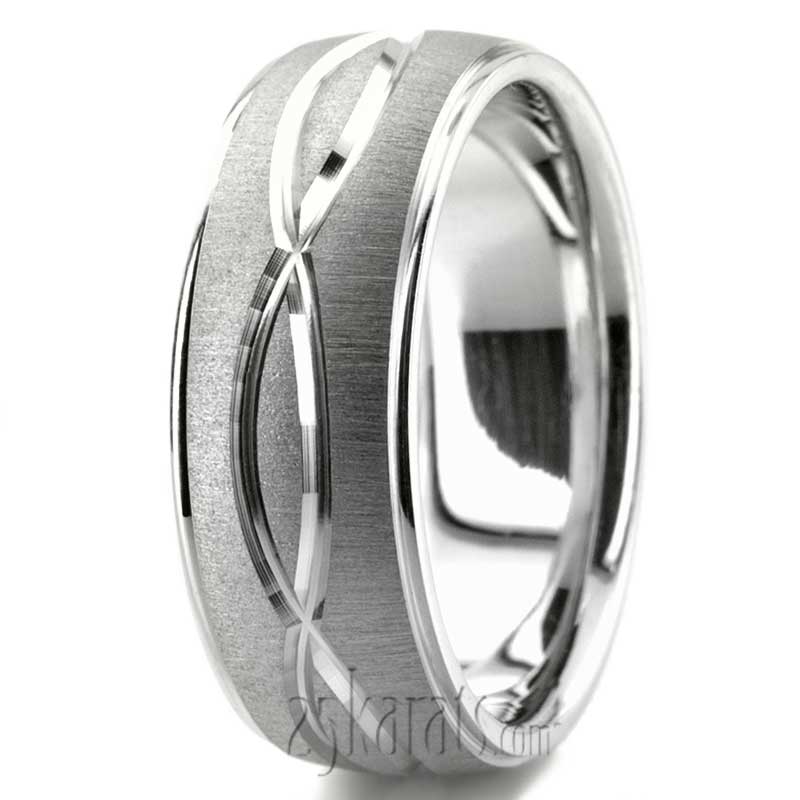 Exclusive Incised Cross-satin Wedding Band  - view 4