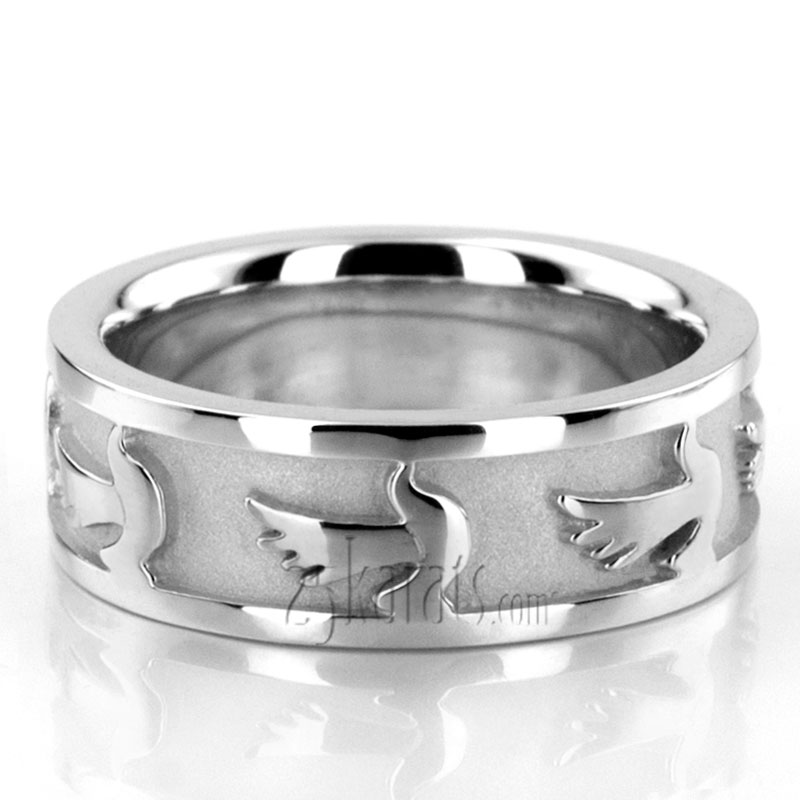 Dove Motif Religious Wedding Ring  - view 4