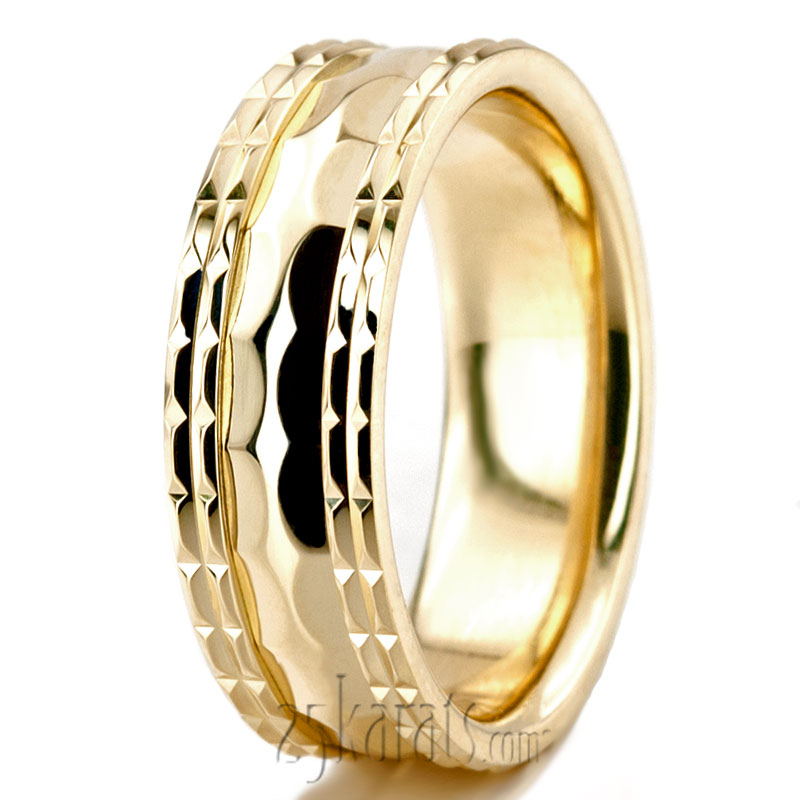 Jagged-edge Carved Wedding Ring - view 2