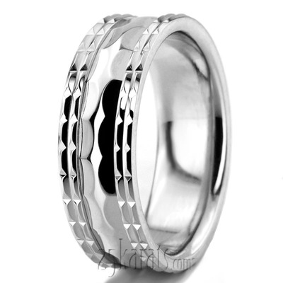 Jagged-edge Carved Wedding Ring - view 4 of 4