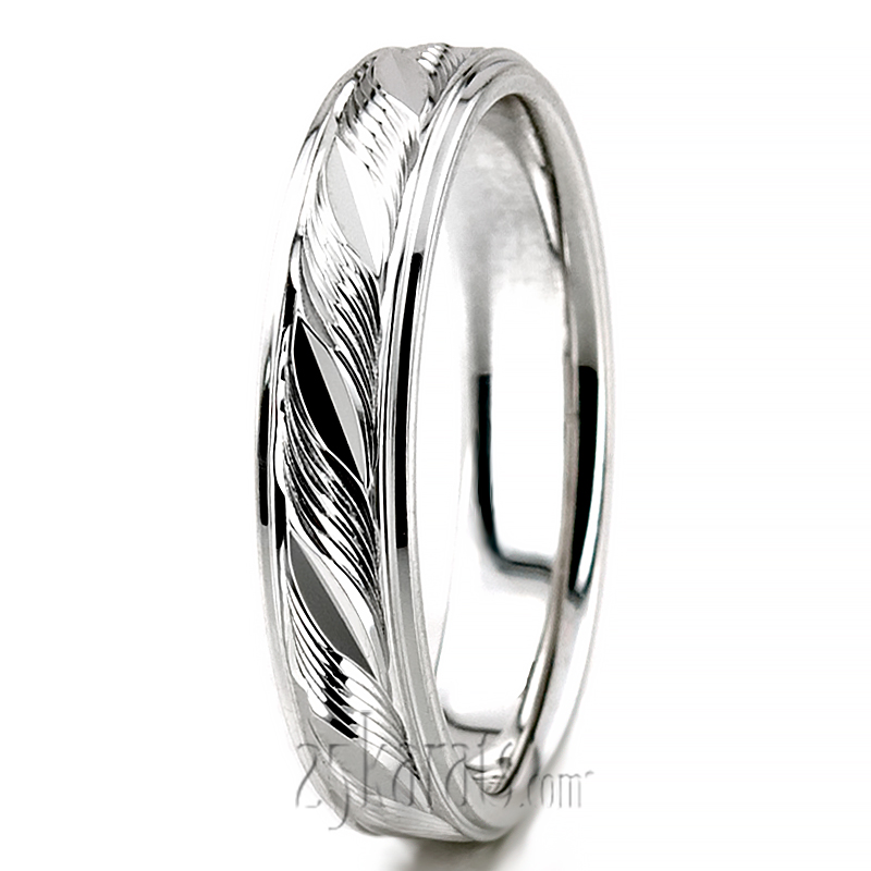 High Polished Fancy Design Wedding Band  - view 5