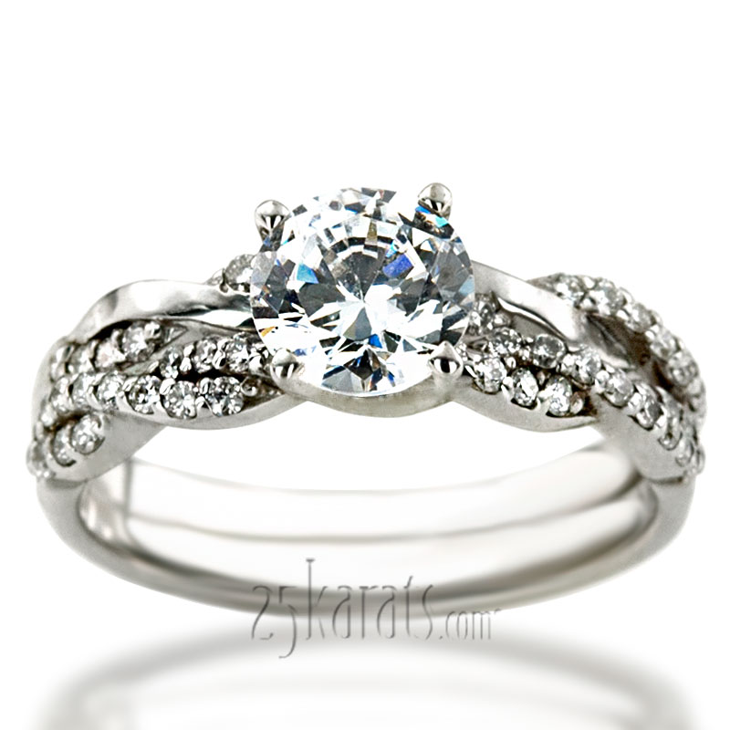 Infinity Style Twisted Shank Petite Diamond Engagement Ring (1/4 ct. t.w.) - view 3