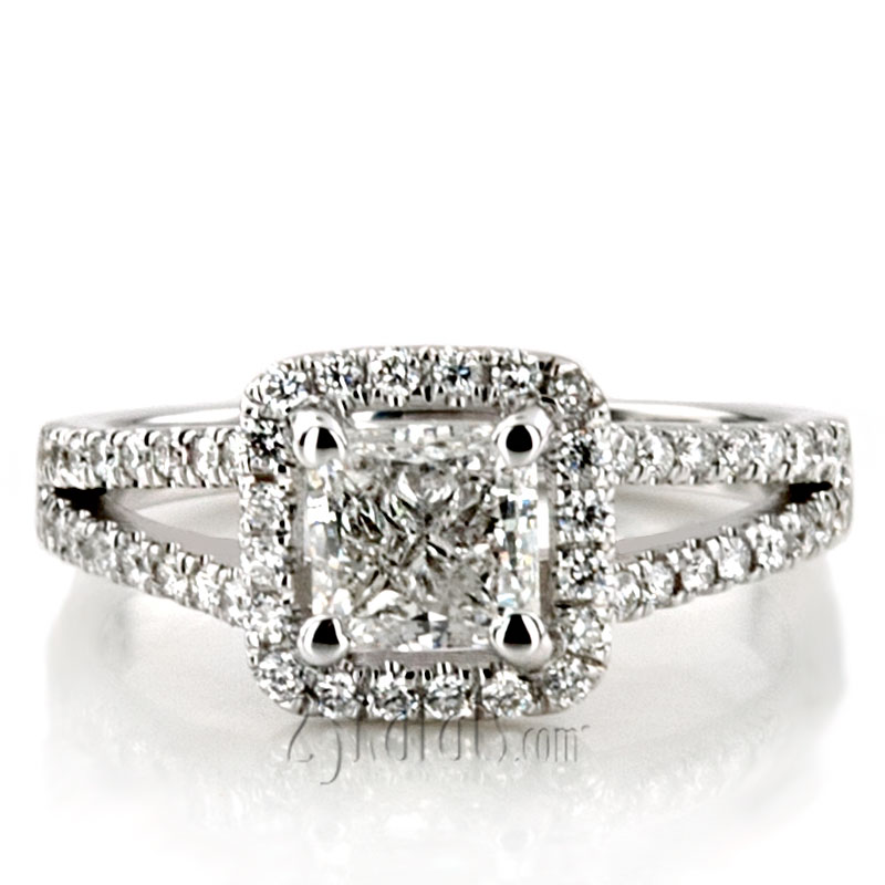 Scalloped Duo Shank Micro Pave Diamond Engagement Ring (1/2 ct. t.w.) - view 10