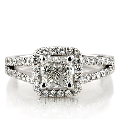 Scalloped Duo Shank Micro Pave Diamond Engagement Ring (1/2 ct. t.w.) - view 10 of 11