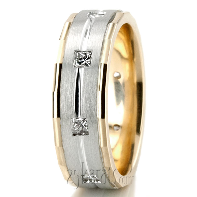 Angled Cut Princess Diamond Wedding Band - view 5