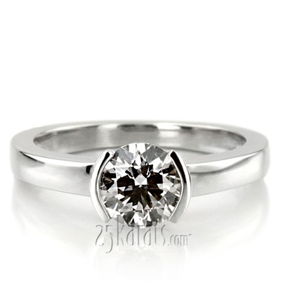 Half Bezel Set Solitaire Engagement Ring  - view 5 of 6