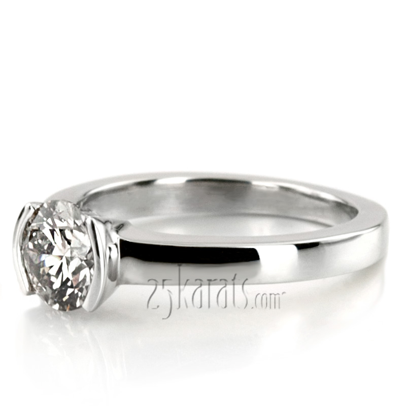 Half Bezel Set Solitaire Engagement Ring  - view 6