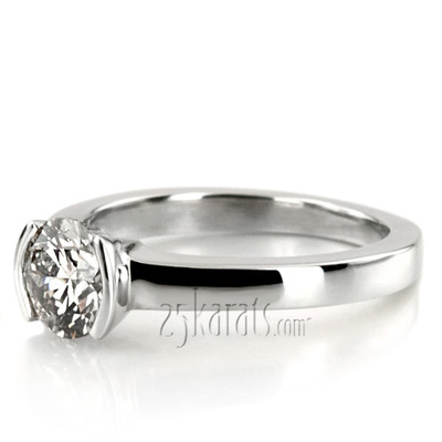 Half Bezel Set Solitaire Engagement Ring  - view 6 of 6