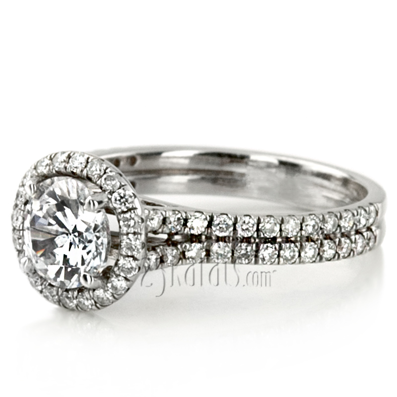 Micro Pave Set Halo Diamond Engagement Ring (3/4 ct. t.w) - view 4